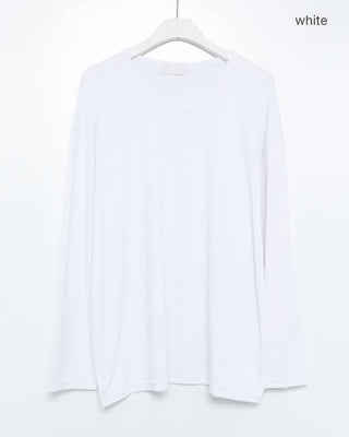 (Unisex) U-neck simple long-sleeve cut and sew