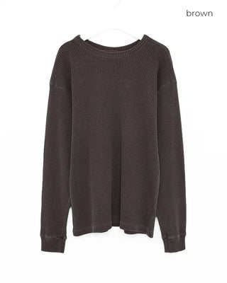 Pigmented waffle long-sleeved T-shirt