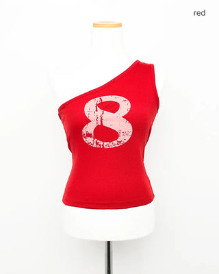 Pigment 8 Lettering One-Shoulder Tank Top