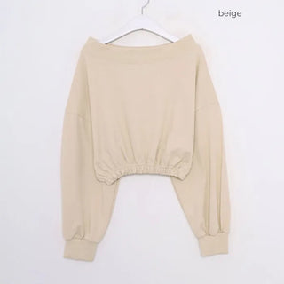 Off-shoulder cropped sweatshirt