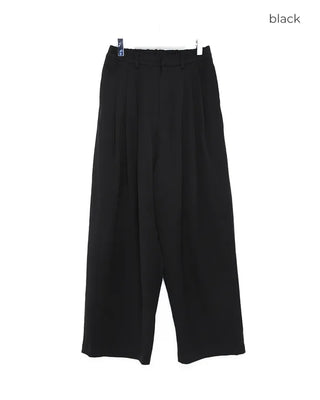 Cotton pleated wide slacks