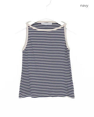 Boat neck striped sleeveless