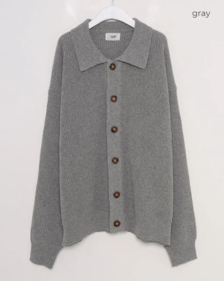 (Unisex) Standard Collar Button Cardigan