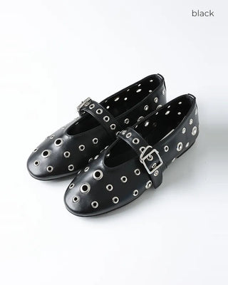 Perforated Mary Jane Flat Shoes