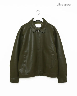 Vegan leather collar jacket