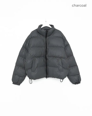 Eco-leather oversized padded jacket