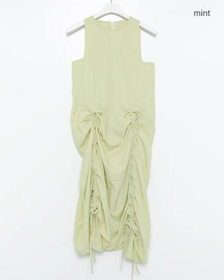 Drawstring Sleeveless Long Dress