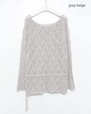 Diamond-punched drawstring summer knit