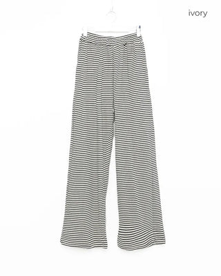 Striped wide-leg pants with elastic waistband