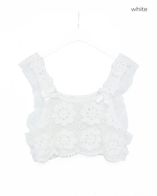 See-through ruffle bustier