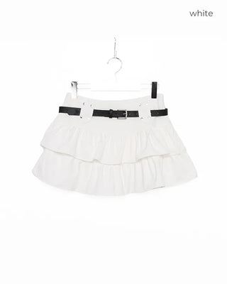 Belted frill can-can mini skirt