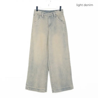 Washed denim pants