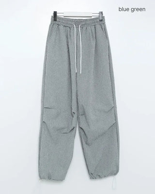 Checked parachute pants