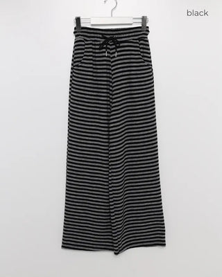 Striped elastic waist easy pants