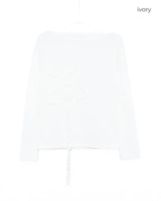 Frill spiral star boat neck long cut and sew