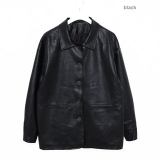 Loose-fit leather jacket