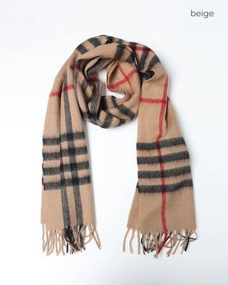 Checked wool blend scarf