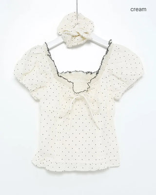 Dot smoke short-sleeved blouse