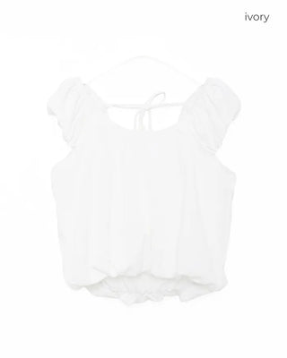Back ribbon shirred blouse
