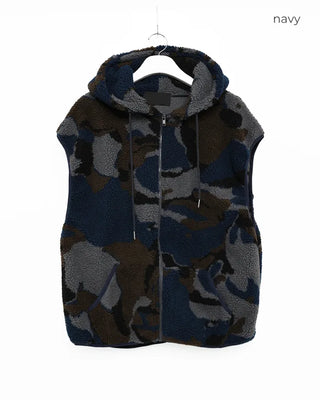 Camouflage fleece hooded vest