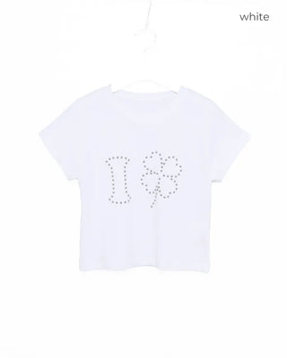 I Clover Stud Semi-Cropped Half T-Shirt