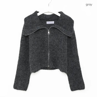 Double-zip ribbed cardigan