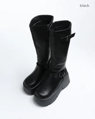 Two-buckle long boots