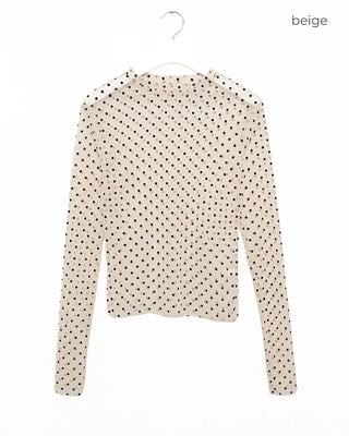Polka Dot See-Through Long Sleeve T-Shirt