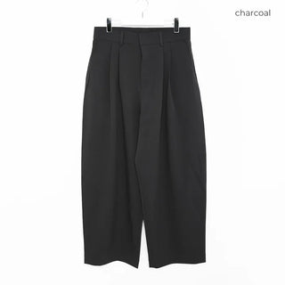 Wide-leg slacks with double pleats
