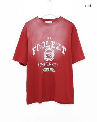 Unisex Lettering Washed Short-Sleeve T-Shirt