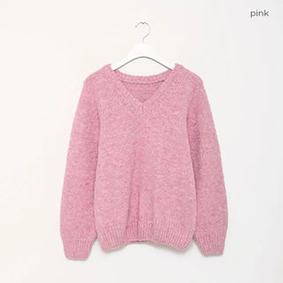 Wool back tag detail V-neck oversized knit