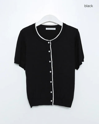 Lace Point Short Sleeve Cardigan