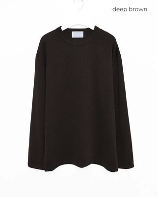 Ribbed round long-sleeve T-shirt