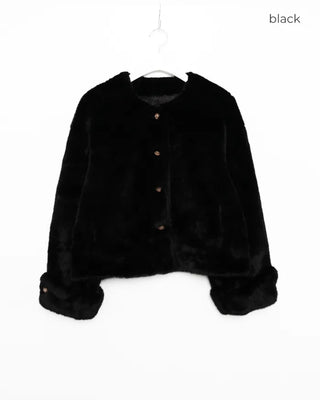 Gold button fur jacket