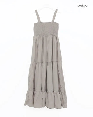 Square neck tiered long skirt