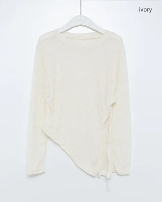 Side-gathered sheer T-shirt