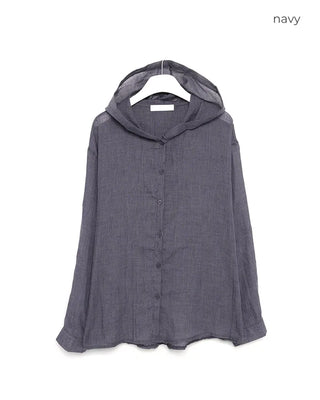Cotton blend hooded shirt