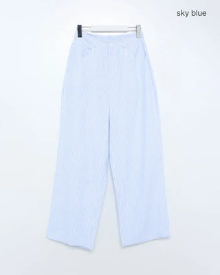 Striped Summer Cotton Wide Pants