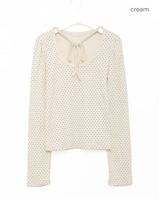 Polka dot long-sleeved T-shirt