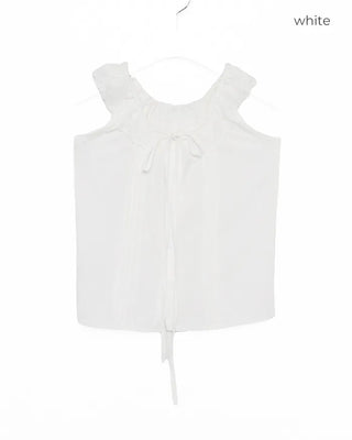 Scalloped lace neck pintuck tank top blouse