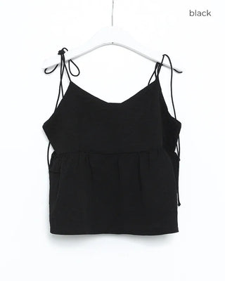 Ribbon strap shirred blouse
