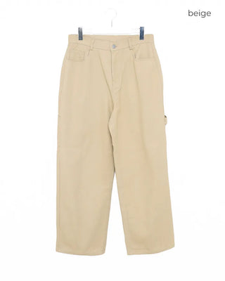 Cotton pants with side buckle patches