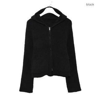 2-way Boucle Zip-Up Hooded Parka