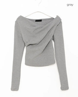 Gathered Slim Fit Long T-Shirt
