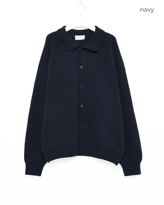 Ribbed collar button cardigan