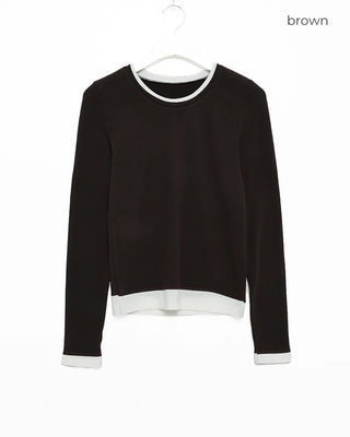 Two-tone layered long-sleeve T-shirt