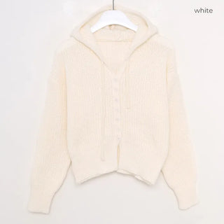 Cropped knit hoodie cardigan