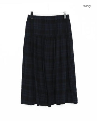 Check pattern cotton long skirt