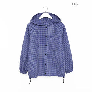 Checkered button hoodie