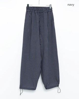 Pintuck Check Banding Pants